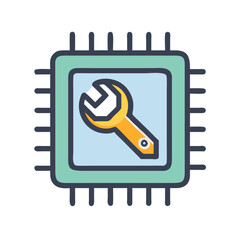 Aufkleber - Processor with Wrench Icon Representing CPU Maintenance and System Hardware Repair