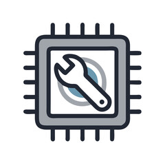 Aufkleber - Processor with Wrench Icon Representing CPU Maintenance and System Hardware Repair