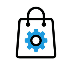 Aufkleber - Shopping Bag with Gear Icon Representing Purchase Settings and E-Commerce Configuration
