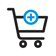 Poster - Shopping Cart with Plus Icon Representing Add to Cart Function in Online Shopping