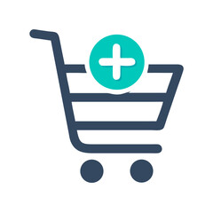 Poster - Shopping Cart with Plus Icon Representing Add to Cart Function in Online Shopping