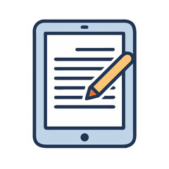 Aufkleber - Tablet with Document Icon Representing Digital Reading or Online File Access