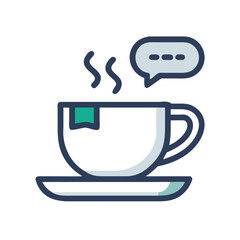 Fototapete - Teacup with Speech Bubble Icon Representing Social Tea Time or Friendly Conversation