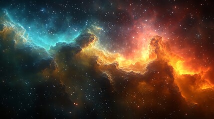 Wall Mural - Vibrant celestial nebulae display cosmic artistry.