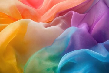 Poster - Colorful silk fabric draping gracefully with pastel hues in a soft arrangement