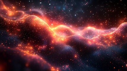 Wall Mural - Cosmic fiery nebulae ripple across the void.