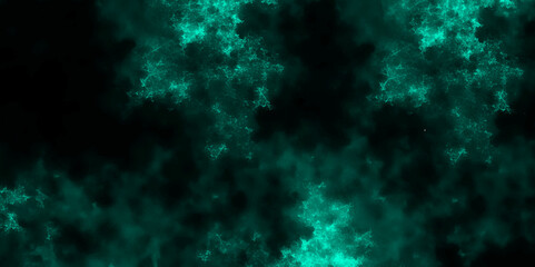Wall Mural - Aqua green cosmic energy wave abstract background with glowing particles. Jade color powder explosion. Jade color black particle explosion on dark background. Distressed vintage grunge.