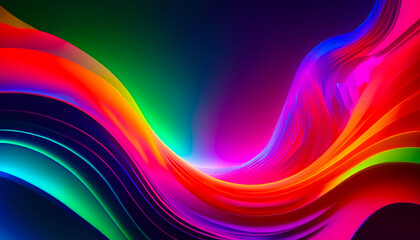 Aufkleber - Vibrant abstract waves of color create an energetic visual effect in a digital artwork