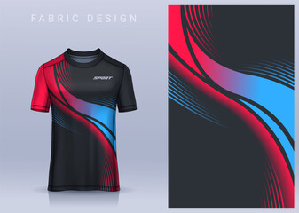 fabric textile design for sport t-shirt, soccer jersey mockup for football club. uniform front view.