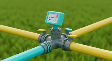 isolated irrigation pipe network with valve monitor