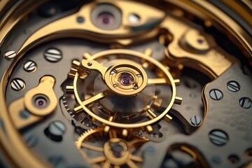 Poster - Detailed view of intricate mechanical movement showcasing precision engineering in a timepiece