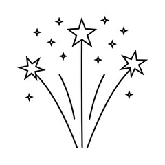 Poster - Simple black and white star fireworks vector celebration icon holiday symbol festive sparkler decoration party design