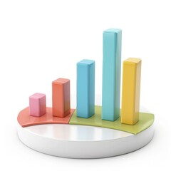 Poster - Colorful bar graph chart, showing upward trend on a circular base.