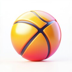 Poster - Geometric, vibrant orange and pink basketball design.