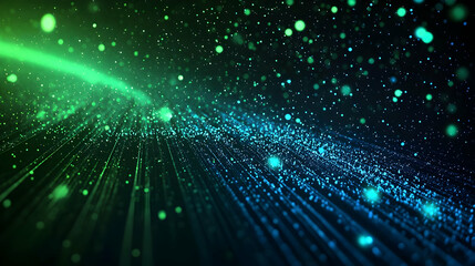 Poster - Abstract Glowing Particles Background In Green And Blue Colors