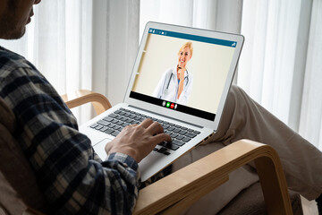 Poster - doctor video call online by modish telemedicine software application for virtual meeting with patien