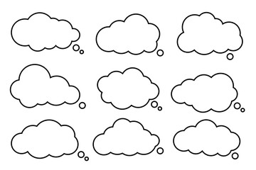 Poster - set of vector speech bubble labels. design elements special offer retro colors, chat icons, chat clo