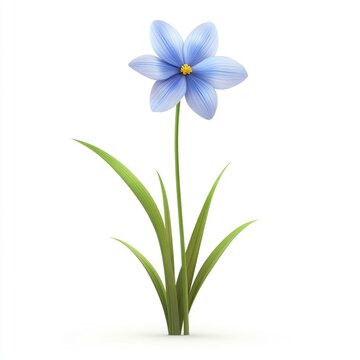 Vibrant, solitary blue flower with grassy foliage.