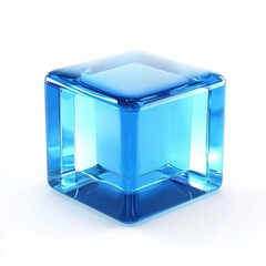 Poster - Translucent blue cube of glass.