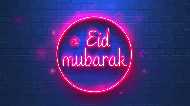 Eid mubarak sign on blue background.