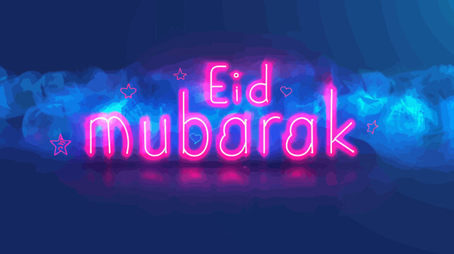 Eid mubarak sign on blue background.