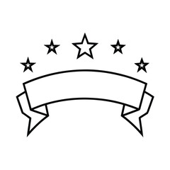 Poster - Vector Stars And Ribbon Banner Badge Design Black And White Celebration Symbol Decorative Element Simple Graphic Award