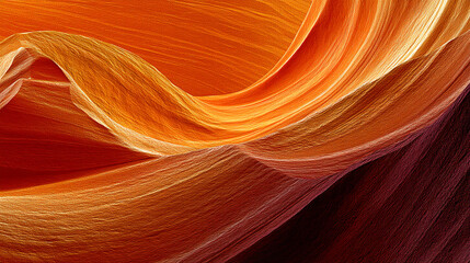 Aufkleber - Abstract image of swirling orange and brown textures, resembling flowing fabric or sandstone formations.  Evokes feelings of warmth, depth, and natural beauty, ideal for design backgrounds.