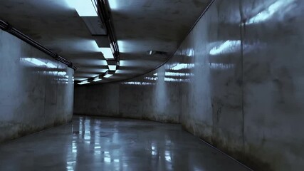 Poster - Silent Tunnel in Depths with Light Reflections and Smooth Surface
