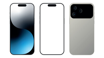 Wall Mural - concept iphone 17 pro max smartphone device front back mockup. modern phone vector template