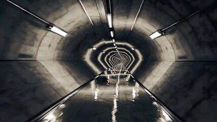 Poster - Mystical Journey Through a Serene and Reflective Tunnel