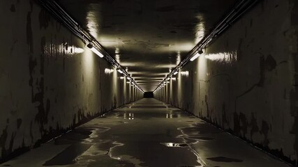 Poster - Eerie Tunnel with Ambience of Light and Shadows in a Dark Passage