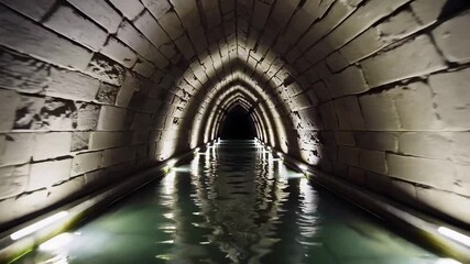 Poster - Serene Water Tunnel with Simple Architectural Design and Soft Lighting