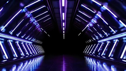 Poster - Neon Electric Tunnel with Vibrant Lights and Reflections