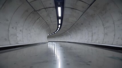Poster - Modern Serenity in a Simple Tunnel with Smooth Curves and Lights