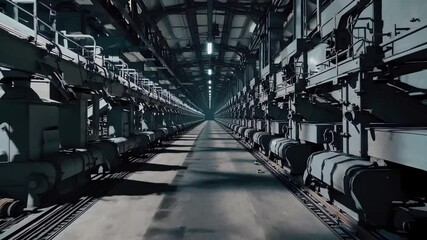 Poster - Silent Industrial Iron Factory Interior with Machinery and Depth
