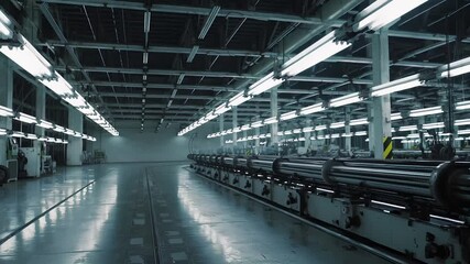 Poster - Silent Factory Halls with Simple Design and Smooth Floor Reflection