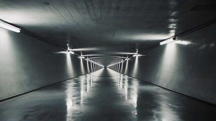 Poster - Eerie Perspective of a Monochrome Tunnel Leading into Depths