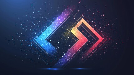 Poster - Abstract gradient arrow shape on dark background. Dynamic shape. Modern graphic elements. Minimal geometric shape design. Futuristic technology concept.