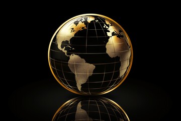 Aufkleber - Golden globe model on black background representing elegance, global reach and luxury digital design for premium branding, Generative AI