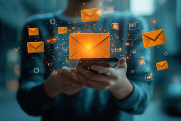 email marketing campaign, subscription newsletter or online announcement to customer, digital advert