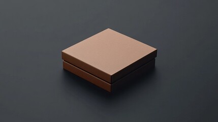 Poster - Elegant Square Brown Gift Box Mockup Presentation Product Packaging Design Template Luxury Brown Cardboard Box Isolated on Dark Background Premium Quality Realistic 3D Render shape model asset image  