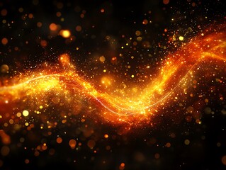 Fototapete - Golden streaks of light against a black backdrop.