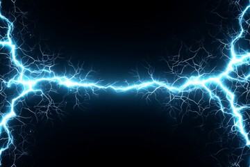 Poster - Electric Blue Lightning Bolt - Abstract of a vibrant blue lightning bolt on a black background, perfect for energy, power, and technology concepts