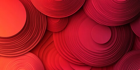 Poster - Abstract red gradient circles background. Modern simple overlap geometric pattern creative design. Minimal red curve shapes texture element. Suit for cover, poster, website, banner