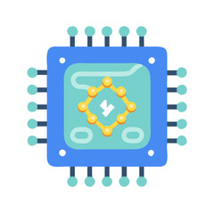 Poster - Illustration of a CPU Chip on a Black Background