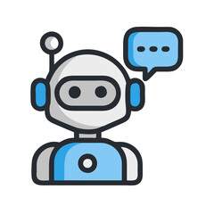 Poster - Cute Chatbot AI Avatar Robot with Thought Bubble