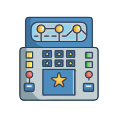 Poster - Cartoon Control Panel with Screen and Star Buttons