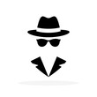 © chekman - Detective with hidden face icon. Black figure in hat