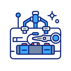 Poster - Futuristic machine icon on black background; technology concept