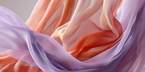 Aufkleber - Flowing lilac and orange fabric, creating soft, gentle folds.  Showcase of texture and color, ideal for design background